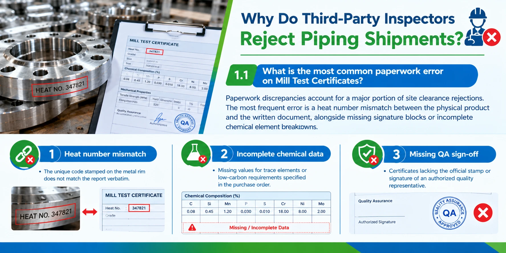 Why Third-Party Inspectors Reject Piping Shipments