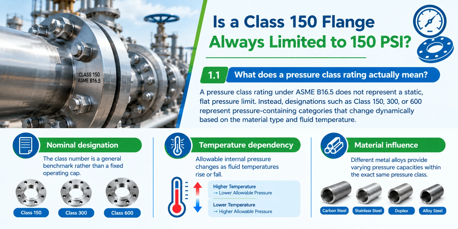 Is a Class 150 Flange Always Limited to 150 PSI - ASME B16.5 Thermal Derating